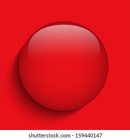 Vector - Red Alert Glass Circle Button on Red Background