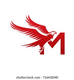 Vector Red American Eagle Letter M Logo