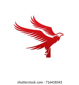 Vector Red American Eagle Letter I Logo
