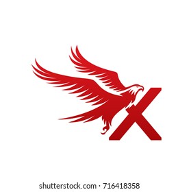 Vector Red American Eagle Letter X Logo