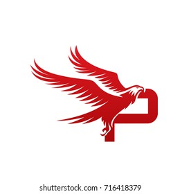 Vector Red American Eagle Letter P Logo