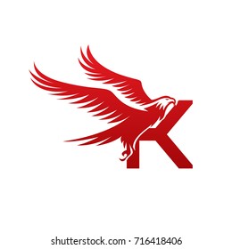 Vector Red American Eagle Letter K Logo