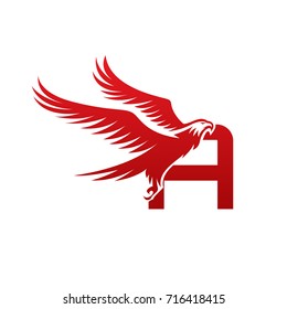 Vector Red American Eagle Letter A Logo