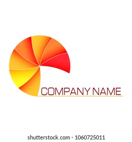 vector red analogous color shell spiral logo  design