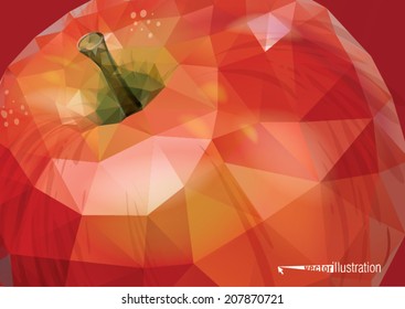 Vector red apple background. Low-poly triangular style illustration