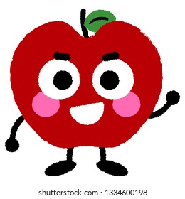 Vector Red Apple Cartoon Character with Smiling Face