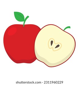 Vector red apple vector cartoon illustration Free Vector Image