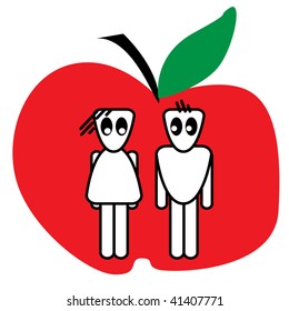 vector of red apple couple