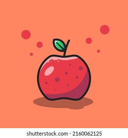 Vector red apple flat illustration