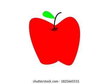 vector red apple  with green leaf isolated on white background . refresh from nature juicy fruit