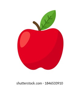 manzana roja vectorial con hojas verdes en la parte superior Aislada sobre fondo blanco Pérdida de peso ideas de fruta