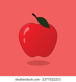  vector Red Apple illustration  flat style. 