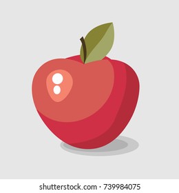 Vector Red Apple isolated on white background. Fresh juicy fruit. 
