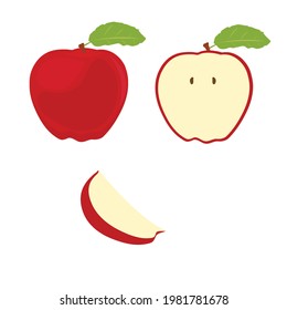 vector red apple on white background use for icon 