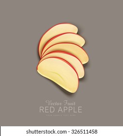 vector red apple slices isolated