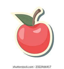 Vector red apple sticker. Isolated vector isticker, color drawing symbol.