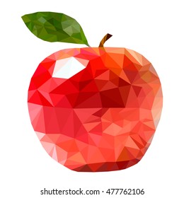 vector red apple triangles, triangulation,