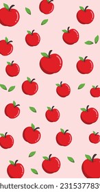 Vector red apples on a pink background. Seamless pattern