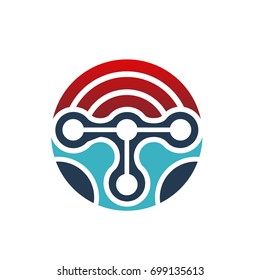 Vector Red Aqua Letter T  Logo Technology