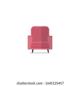 Vector red armchair isolated on white. Single interior item, furniture flat illustration