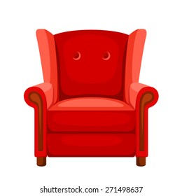 Vector red armchair isolated on a white background.