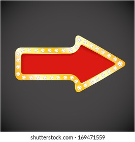 Vector Red arrow with gems. Diamond design. Vector illustration.