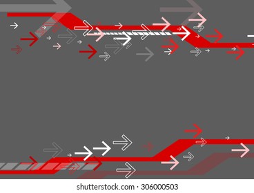 Vector : Red arrow and stripe on gray background