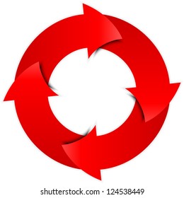 Vector red arrows circle