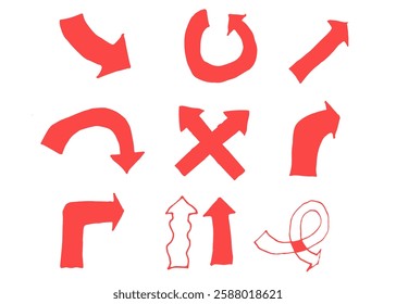 Vector red arrows drawn by hand on a white background
Pointers, arrows, icons