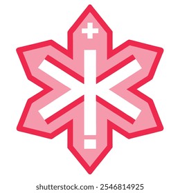 logotipo de asterisco vermelho vetorial com cruz