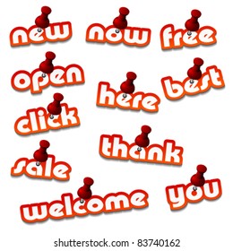 vector red attached promotional stickers