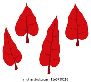 Vector red autumn leafs set