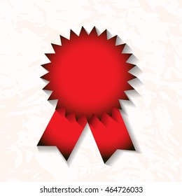 Vector red award badge with ribbon