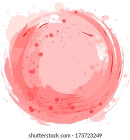 Vector red backdrop. Abstract design element. Splashes of paint and brush strokes on white  background.
