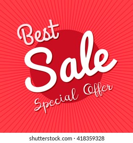 Vector red background with best sale special offer text, for design