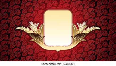 Vector Red Background With Gold Glow Element