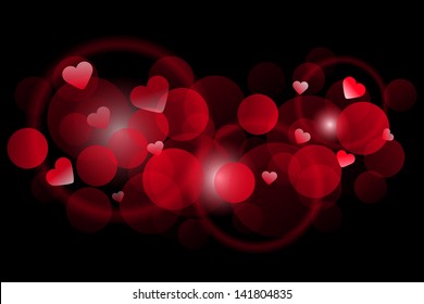 Vector red background with hearts