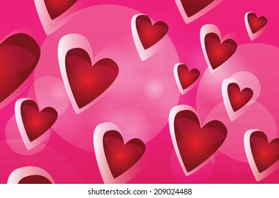 Vector red background with hearts