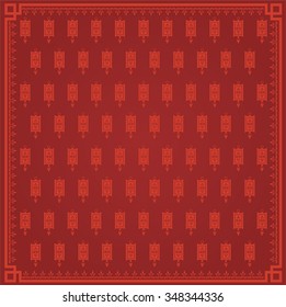 Vector red background with ornaments of stylized Chinese lanterns light red