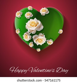 Vector. Red background. Postcard heart. I love you. Valentine's day