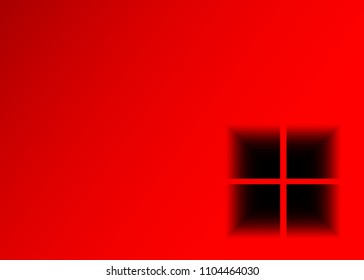 Vector red background with sunken square window, art Infographic design with red obtrusion square geometric figure. Business backdrop - Vector Design Church Concept,  3d empty black cube with cross 