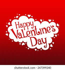 Vector red background Valentine's day with a festive label