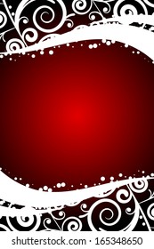 Vector red background with white floral decorations