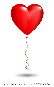 Vector red balloon in form of heart on white background