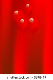 Vector Red Balloons and Curtain