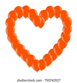 Vector Red balloons in the form of Valentines heart, illustration.