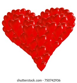 Vector Red balloons in the form of Valentines heart, illustration.