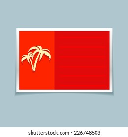 Vector red banner with palm trees