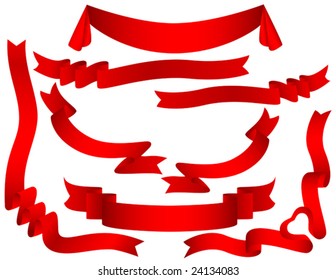 vector of red banner set