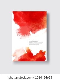 Vector red banner shapes isolated on white background. Hand drawn abstract paint brush strokes. Watercolor elements